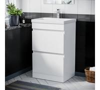 Nes Home White 500mm 100% Waterproof PVC 2 Drawer Vanity & Basin Freestanding