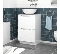 Nes Home White 500mm Freestanding Vanity Unit Round Ceramic Countertop Basin