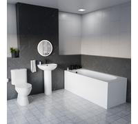 Nes Home White 500mm Round Slim Edge Pedestal Basin Toilet Bath & Front Panel