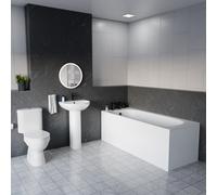 Nes Home White 500mm Round Slim Edge Pedestal Basin Toilet Bath & Front Panel