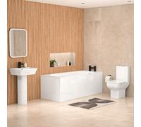 Nes Home White 500mm Square Modern Full Pedestal Basin Toilet Bath & Front Panel