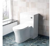 Nes Home White 500mm WC Unit Rimless and Back to Wall Soft Close Seat Toilet