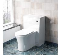 Nes Home White 500mm Wc Unit & Rimless Comfort Back To Wall Toilet