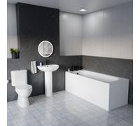 Nes Home White 550mm Round Slim Edge Pedestal Basin Toilet Bath & Front Panel