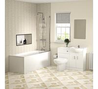 Nes Home White 550mm Vanity WC Unit Toilet Bath Panel & Shower Screen Tap Set