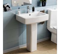 Nes Home White 560mm Modern Square Full Pedestal Basin