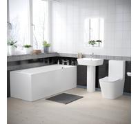 Nes Home White 560mm Square Modern Full Pedestal Basin Toilet Bath & Bath Panel