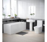 Nes Home White 560mm Square Modern Full Pedestal Basin Toilet Bath & Bath Panel
