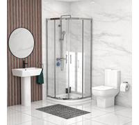 Nes Home White 560mm Square Modern Pedestal Basin Toilet Shower Screen & Tray