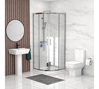 Nes Home White 560mm Square Modern Pedestal Basin Toilet Shower Screen & Tray
