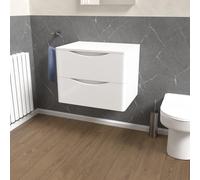Nes Home White 600mm Bathroom Wall Hung Vanity With Worktop