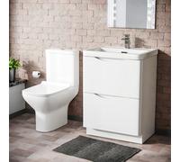 Nes Home White 600mm Floorstanding Vanity Unit & Close Coupled Toilet