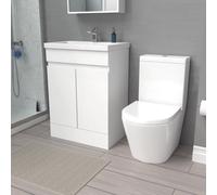 Nes Home White 600mm Freestanding Basin Vanity & Close Coupled Toilet
