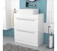 Nes Home White 800mm Vanity Cabinet And Rectangle Counter Top Basin Sink Unit
