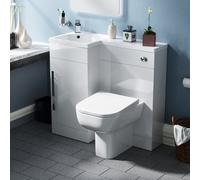 Nes Home White 900mm Lh Basin Sink Vanity Wc Unit & Rimless Btw Toilet
