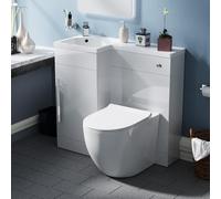 Nes Home White 900mm LH Vanity WC Unit Resin Basin & BTW Toilet