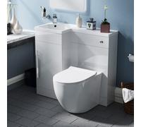 Nes Home White 900mm Lh Vanity Wc Unit Resin Basin & Btw Toilet