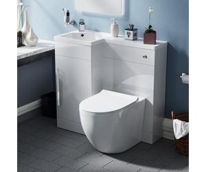 Nes Home White 900mm LH Vanity WC Unit Resin Basin & BTW Toilet