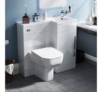 Nes Home White 900mm RH Basin Sink Vanity WC Unit & Rimless BTW Toilet