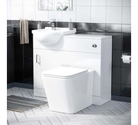Nes Home White 950mm Basin Sink Vanity Unit and WC Toilet Bathroom Suite Set