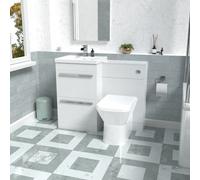 Nes Home White Basin Vanity Cabinet, Wc Unit & Rimless Back To Wall Toilet