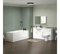 Nes Home White Bath Suite 850mm Vanity, Back To Wall Toilet & 1700mm Round Bath