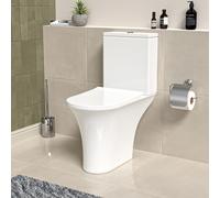 Nes Home White Close Coupled Rimless Round Toilet Soft Close Seat