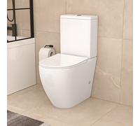 Nes Home White Close Coupled Rimless Square Toilet Soft Close Seat