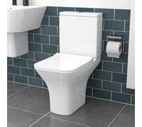 Nes Home White Close Coupled Rimless Square Toilet Soft Close Seat