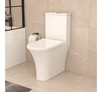 Nes Home White Comfort Height Soft Close Round Rimless Close Coupled Toilet