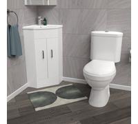 Nes Home White Corner Vanity Unit with Ceramic Basin & Toilet Set