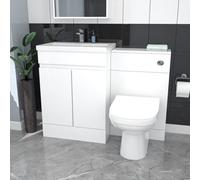 Nes Home White Floor Standing 600mm Vanity Unit 2 Door with WC Unit & BTW Toilet