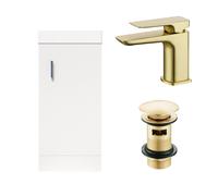 Nes Home White Floorstanding 400mm Vanity Unit & Square Basin Mixer Tap
