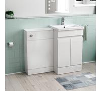 Nes Home White Freestanding 100% Waterproof Pvc 500mm 2 Doors Vanity & Wc Unit