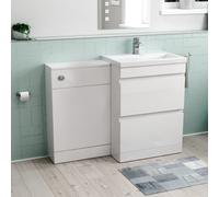 Nes Home White Freestanding Pvc 600mm 2 Drawers Vanity & Wc Unit