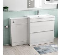 Nes Home White Freestanding PVC 800mm 2 Drawers Vanity & WC Unit