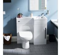 Nes Home White L-Shape Rh Small 900mm Vanity Unit Sink Toilet Bathroom Debra