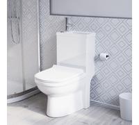 Nes Home White Modern One Piece 2 in 1 Close Coupled Pan Round with Basin
