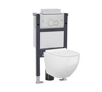 Nes Home White Modern Round Wh Toilet Concealed Frame & Modern Round Button Flush Plate