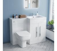 Nes Home White Rh Vanity Unit Basin Sink Cabinet 1100mm And Rimless Btw Toilet