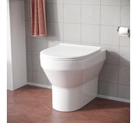 Nes Home White Rimless Round Back to Wall Toilet with Soft Close Slim Seat
