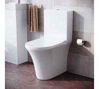 Nes Home White Rimless Soft Close Round Close Coupled Toilet