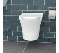 Nes Home White Rimless Soft Close Slim Seat Round Wall Hung Toilet