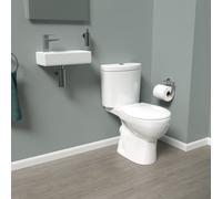 Nes Home White Round Close Coupled Toilet LH 360mm Wall Hung Basin