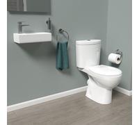 Nes Home White Round Close Coupled Toilet With Left Hand 360mm Wall Hung Basin