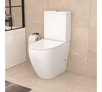 Nes Home White Round Comfort Height Soft Close Rimless Close Coupled Toilet
