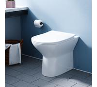 Nes Home White Round Rimless Soft Close Slim Seat Back To Wall Toilet