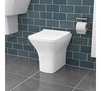 Nes Home White Square Rimless Soft Close Slim Seat Back To Wall Toilet