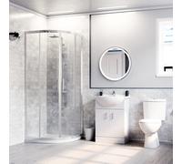 Nes Home White Toilet & Vanity Unit & 800mm Quadrant Shower Enclosure Tray Set