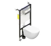 Nes Home White Wall Hung Tornado Rimless Toilet With Frame & Flush Plate
